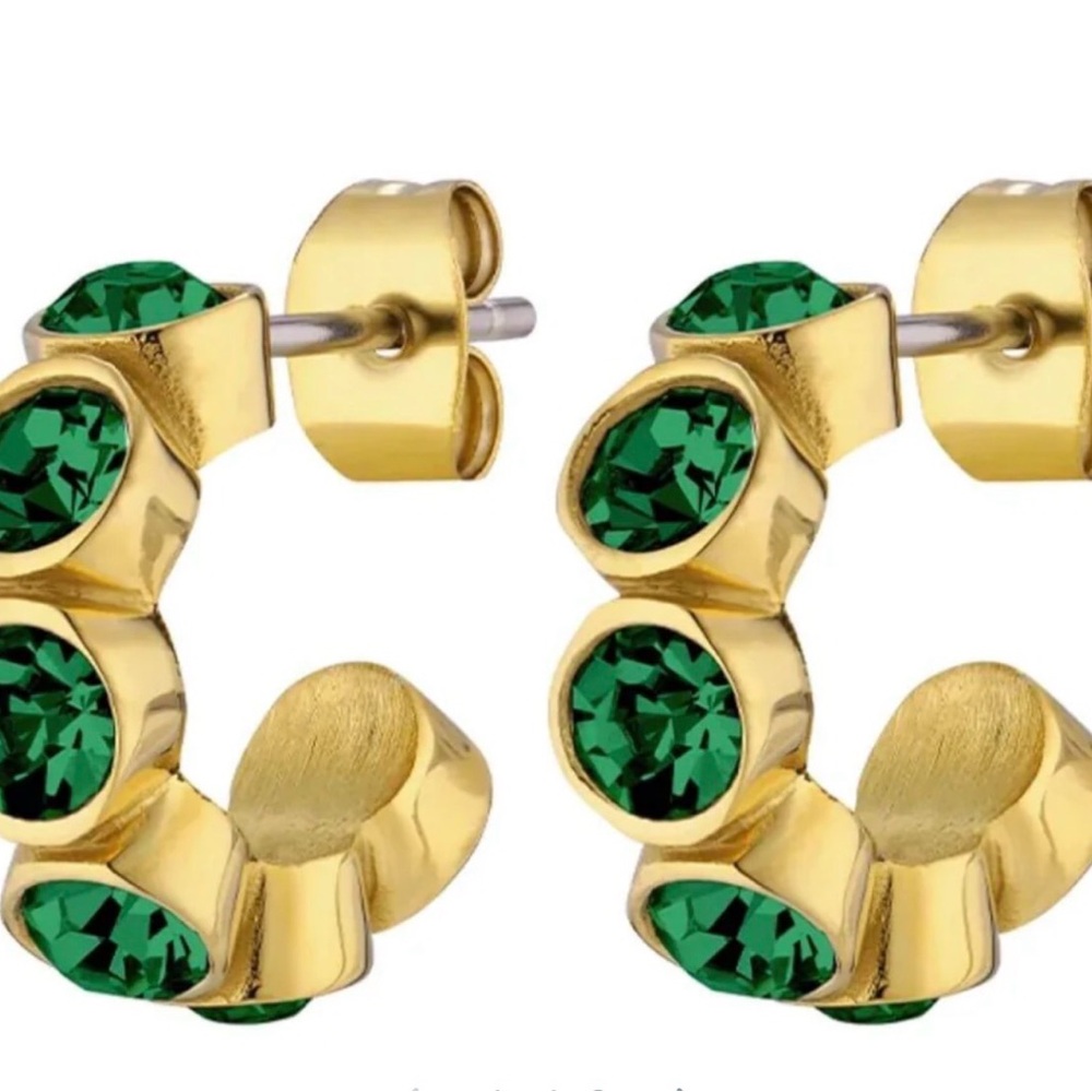 Dyrberg Kern Jenna Gold Small Hoop Earrings - Green gold plated
